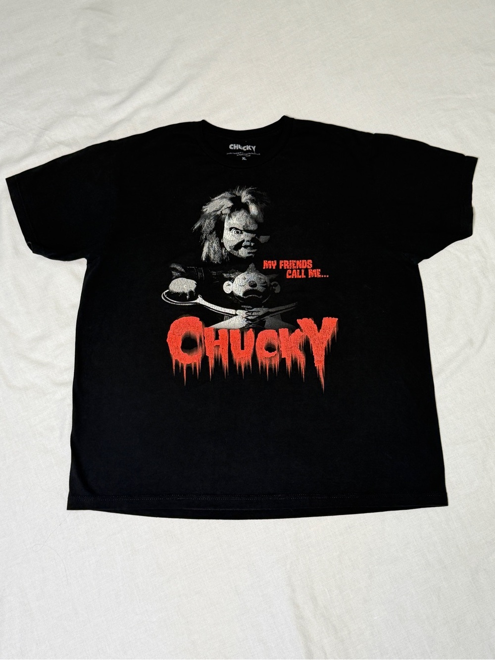 Chucky My Friends Call Me Graphic T Shirt XL Black Child’s Play Horror Movie Tee